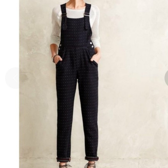 Anthropologie Pants - Anthropologie Seen worn kept polka dot overalls pants